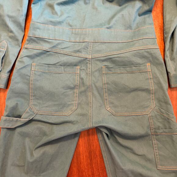 Wildfang Essential Coveralls Teal Blue Cotton Stretch Workwear Jumpsuit – Small - Picture 7 of 14